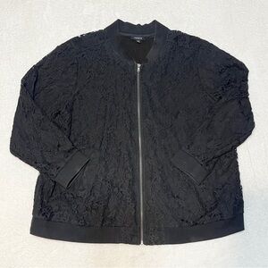 Torrid Black Floral Lightweight Zip Up Bomber Jacket Goth Transitional Womens 4X